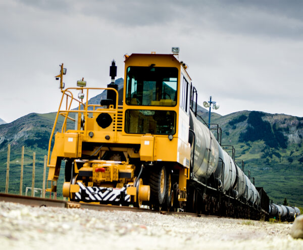 A Titan Trackmobile Pulling Cars