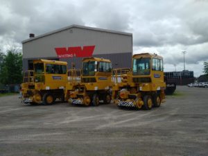 Trackmobile Fleet in front of Whiting Building